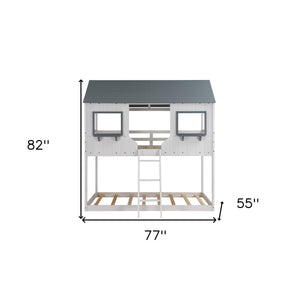 Homeroots White Twin Over Twin Contemporary Bunk Bed  Manufactured Wood And Solid Wood 403959