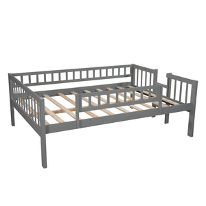 Homeroots Gray Full Over Full Over Full Contemporary Bunk Bed With Slide  Manufactured Wood And Solid Wood 403963