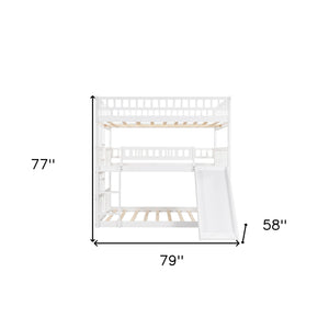 Homeroots White Full Over Full Over Full Contemporary Bunk Bed With Slide  Manufactured Wood And Solid Wood 403964