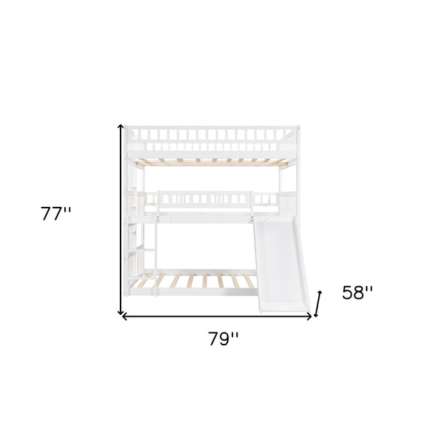 Homeroots White Full Over Full Over Full Contemporary Bunk Bed With Slide  Manufactured Wood And Solid Wood 403964
