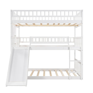 Homeroots White Full Over Full Over Full Contemporary Bunk Bed With Slide  Manufactured Wood And Solid Wood 403964