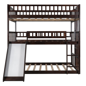 Homeroots Espresso Full Over Full Over Full Contemporary Bunk Bed With Slide  Manufactured Wood And Solid Wood 403965