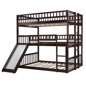 Homeroots Espresso Full Over Full Over Full Contemporary Bunk Bed With Slide  Manufactured Wood And Solid Wood 403965