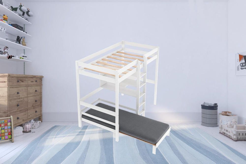 Homeroots White Twin Contemporary Manufactured Wood And Solid Wood Bunk Bed  Manufactured Wood And Solid Wood 403976