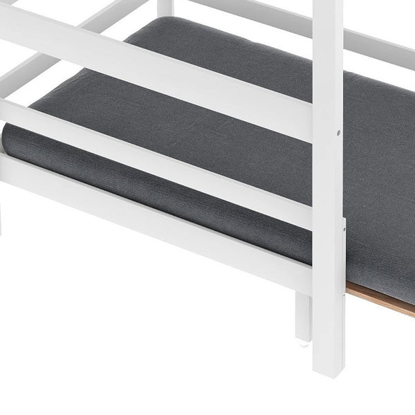 Homeroots White Twin Contemporary Manufactured Wood And Solid Wood Bunk Bed  Manufactured Wood And Solid Wood 403976