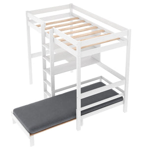 Homeroots White Twin Contemporary Manufactured Wood And Solid Wood Bunk Bed  Manufactured Wood And Solid Wood 403976