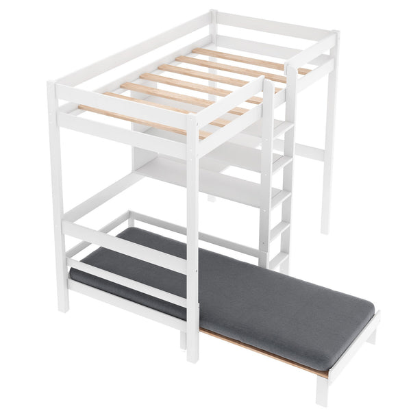 Homeroots White Twin Contemporary Manufactured Wood And Solid Wood Bunk Bed  Manufactured Wood And Solid Wood 403976