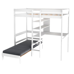 Homeroots White Twin Contemporary Manufactured Wood And Solid Wood Bunk Bed  Manufactured Wood And Solid Wood 403976