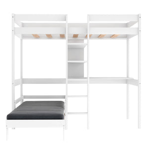 Homeroots White Twin Contemporary Manufactured Wood And Solid Wood Bunk Bed  Manufactured Wood And Solid Wood 403976