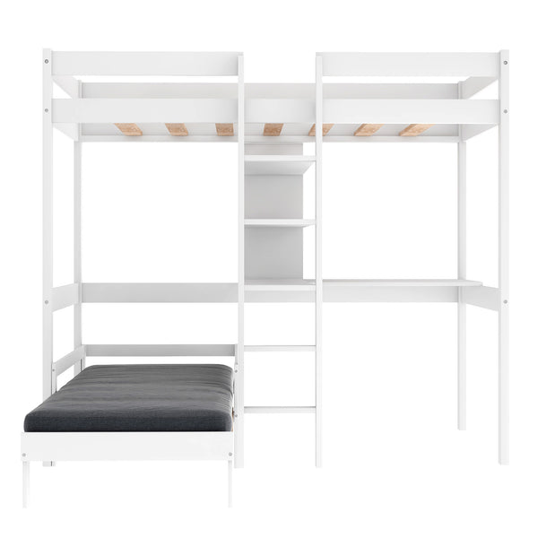 Homeroots White Twin Contemporary Manufactured Wood And Solid Wood Bunk Bed  Manufactured Wood And Solid Wood 403976