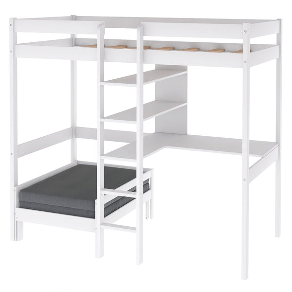 Homeroots White Twin Contemporary Manufactured Wood And Solid Wood Bunk Bed  Manufactured Wood And Solid Wood 403976