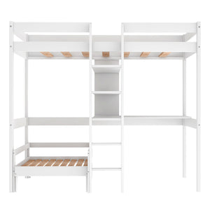 Homeroots White Twin Contemporary Manufactured Wood And Solid Wood Bunk Bed  Manufactured Wood And Solid Wood 403976