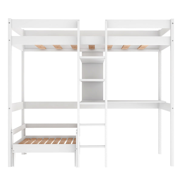 Homeroots White Twin Contemporary Manufactured Wood And Solid Wood Bunk Bed  Manufactured Wood And Solid Wood 403976
