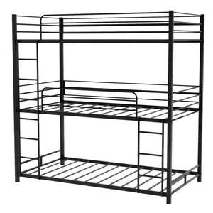 Homeroots Black Twin Over Twin Over Twin Traditional Bunk Bed  Steel 403993