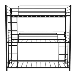 Homeroots Black Twin Over Twin Over Twin Traditional Bunk Bed  Steel 403993