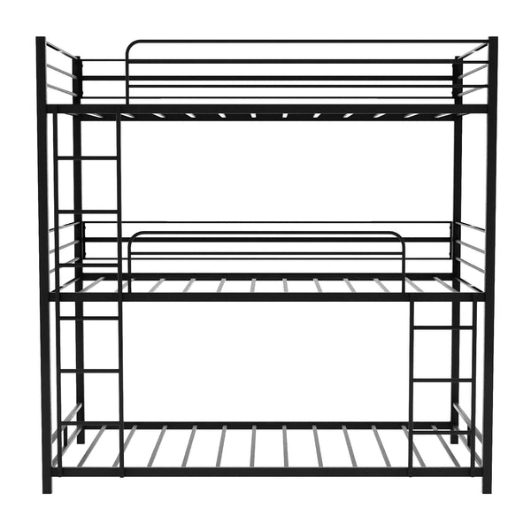 Homeroots Black Twin Over Twin Over Twin Traditional Bunk Bed  Steel 403993
