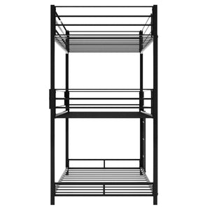 Homeroots Black Twin Over Twin Over Twin Traditional Bunk Bed  Steel 403993
