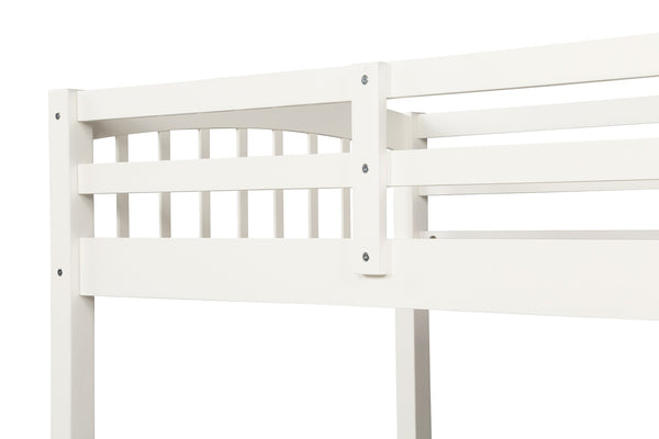 Homeroots White Twin Over Twin Bunk Bed With Trundle And Drawers  Manufactured Wood And Solid Wood 403998