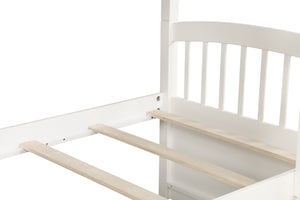 Homeroots White Twin Over Twin Bunk Bed With Trundle And Drawers  Manufactured Wood And Solid Wood 403998
