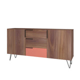 Manhattan Comfort Beekman Mid-Century Modern Sideboard Brown and Pink 403AMC229