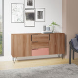 Manhattan Comfort Beekman Mid-Century Modern Sideboard Brown and Pink 403AMC229