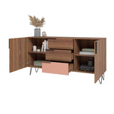 Manhattan Comfort Beekman Mid-Century Modern Sideboard Brown and Pink 403AMC229