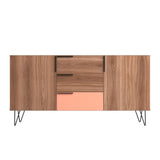 Manhattan Comfort Beekman Mid-Century Modern Sideboard Brown and Pink 403AMC229