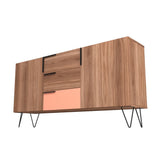 Manhattan Comfort Beekman Mid-Century Modern Sideboard Brown and Pink 403AMC229