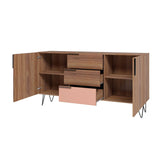 Manhattan Comfort Beekman Mid-Century Modern Sideboard Brown and Pink 403AMC229