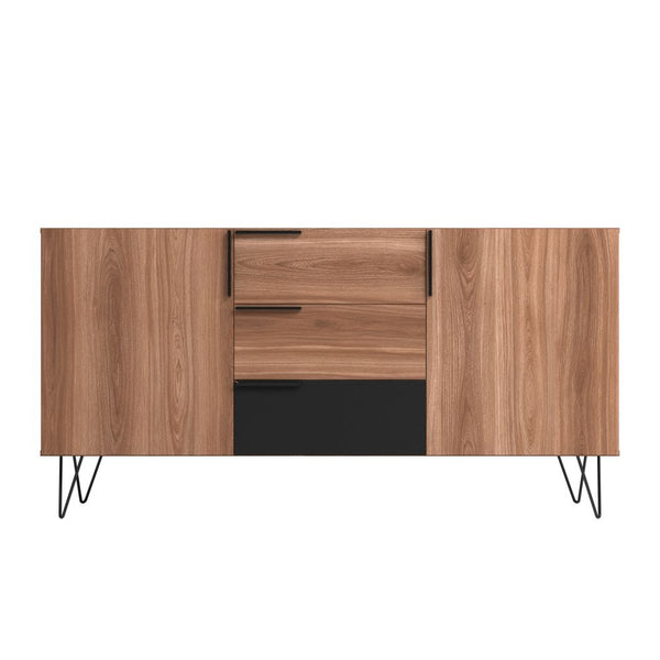 Manhattan Comfort Beekman Mid-Century Modern Sideboard Brown and Black 403AMC240