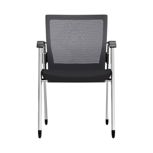 EuroStyle Oroblanco Mesh Back Visitor Chair Set Stackable Foam Seat with Chromed Steel Legs Black/Chrome 403B