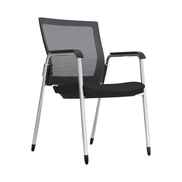 EuroStyle Oroblanco Mesh Back Visitor Chair Set Stackable Foam Seat with Chromed Steel Legs Black/Chrome 403B