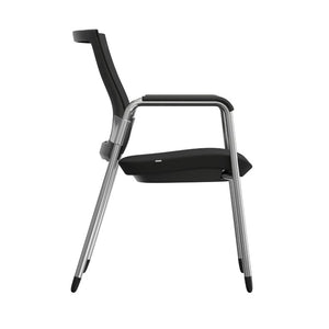 EuroStyle Oroblanco Mesh Back Visitor Chair Set Stackable Foam Seat with Chromed Steel Legs Black/Chrome 403B