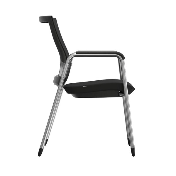 EuroStyle Oroblanco Mesh Back Visitor Chair Set Stackable Foam Seat with Chromed Steel Legs Black/Chrome 403B