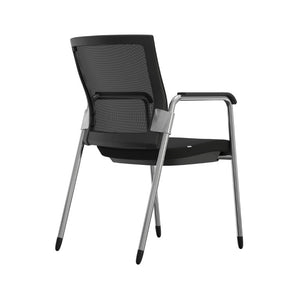 EuroStyle Oroblanco Mesh Back Visitor Chair Set Stackable Foam Seat with Chromed Steel Legs Black/Chrome 403B