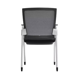 EuroStyle Oroblanco Mesh Back Visitor Chair Set Stackable Foam Seat with Chromed Steel Legs Black/Chrome 403B