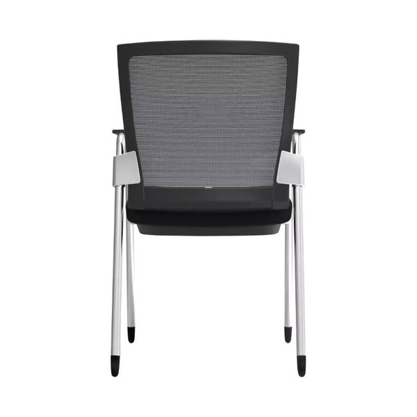 EuroStyle Oroblanco Mesh Back Visitor Chair Set Stackable Foam Seat with Chromed Steel Legs Black/Chrome 403B