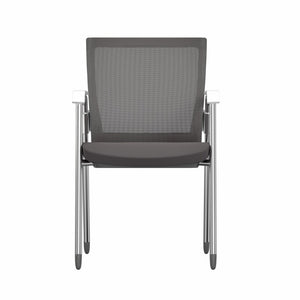 EuroStyle Oroblanco Mesh Back Visitor Chair Set Stackable Foam Seat with Chromed Steel Legs Gray/Chrome 403W