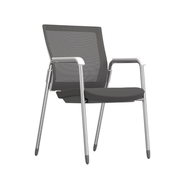 EuroStyle Oroblanco Mesh Back Visitor Chair Set Stackable Foam Seat with Chromed Steel Legs Gray/Chrome 403W