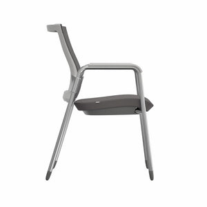 EuroStyle Oroblanco Mesh Back Visitor Chair Set Stackable Foam Seat with Chromed Steel Legs Gray/Chrome 403W
