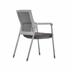 EuroStyle Oroblanco Mesh Back Visitor Chair Set Stackable Foam Seat with Chromed Steel Legs Gray/Chrome 403W