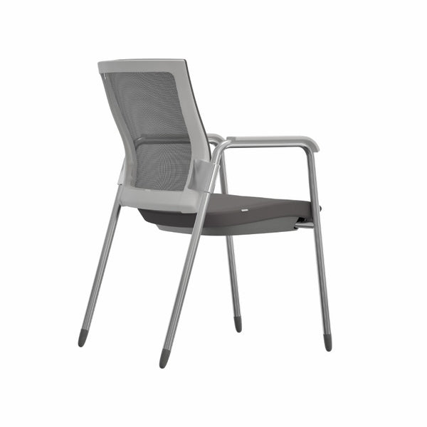 EuroStyle Oroblanco Mesh Back Visitor Chair Set Stackable Foam Seat with Chromed Steel Legs Gray/Chrome 403W