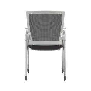 EuroStyle Oroblanco Mesh Back Visitor Chair Set Stackable Foam Seat with Chromed Steel Legs Gray/Chrome 403W