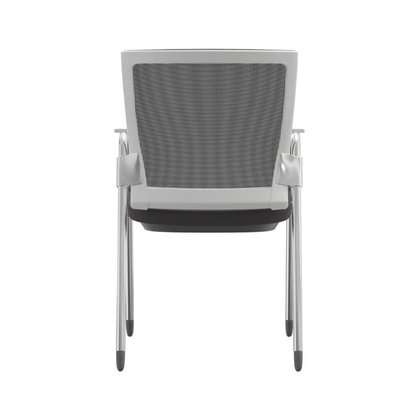 EuroStyle Oroblanco Mesh Back Visitor Chair Set Stackable Foam Seat with Chromed Steel Legs Gray/Chrome 403W