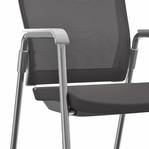 EuroStyle Oroblanco Mesh Back Visitor Chair Set Stackable Foam Seat with Chromed Steel Legs Gray/Chrome 403W
