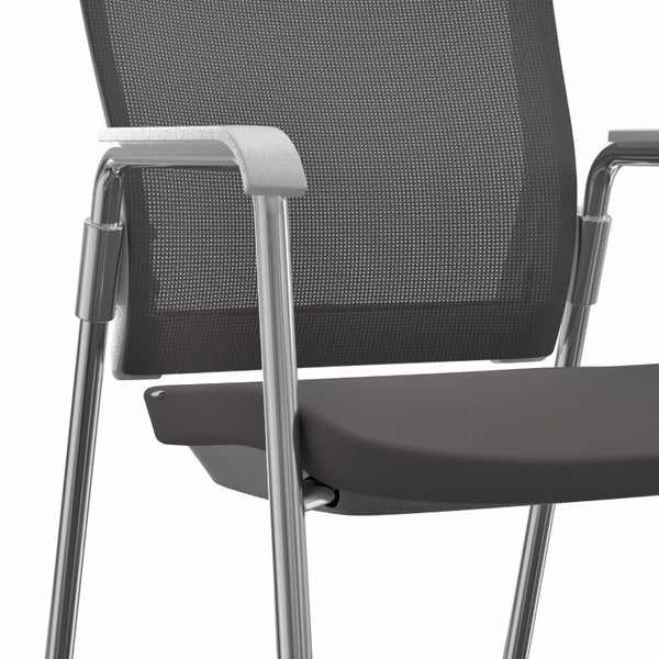 EuroStyle Oroblanco Mesh Back Visitor Chair Set Stackable Foam Seat with Chromed Steel Legs Gray/Chrome 403W