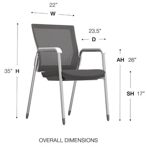 EuroStyle Oroblanco Mesh Back Visitor Chair Set Stackable Foam Seat with Chromed Steel Legs Gray/Chrome 403W
