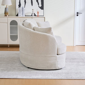 English Elm 73.82" Wide Curved Chenille Loveseat with Deep Lounge Seat and Sculptural Modern Frame Beige W3189S00033