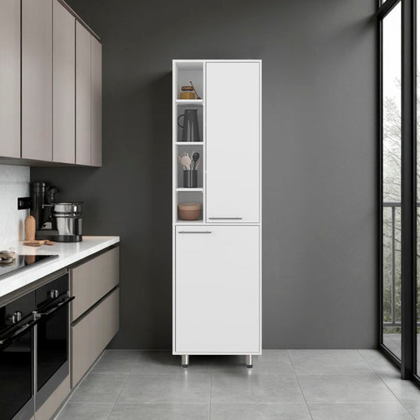 English Elm Kitchen Tall Pantry 80.3" H White Engineered Wood, 9 Shelves, 2 Drawers, Slim Freestanding Storage B097P395877