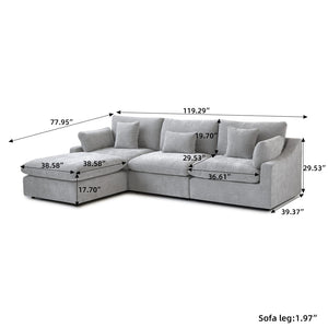 English Elm Sky Cloud Slope Sectional Sofa - Modern L-Shaped 4-Seater In Light Gray Linen For Versatile Comfort B341S00030-GIGA